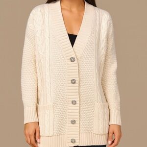 Women’s Sequin Embellished Merino Wool Cable Knit Sweater S Izaak Azanei